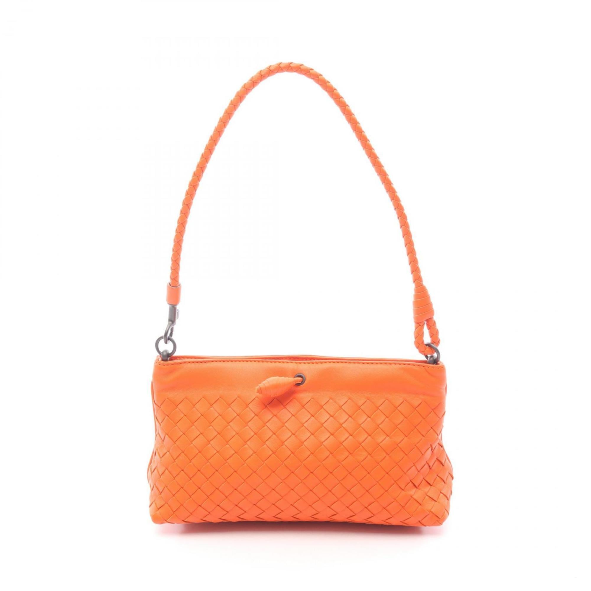 Bottega Veneta Intrecciato Shoulder Bag, Leather, Women's, Orange