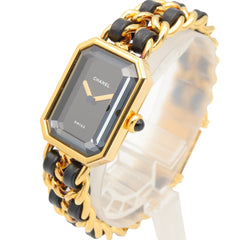 Chanel CHANEL Première M Watch, Gold Plated Leather, Women's, Black, H0001 — Very Good