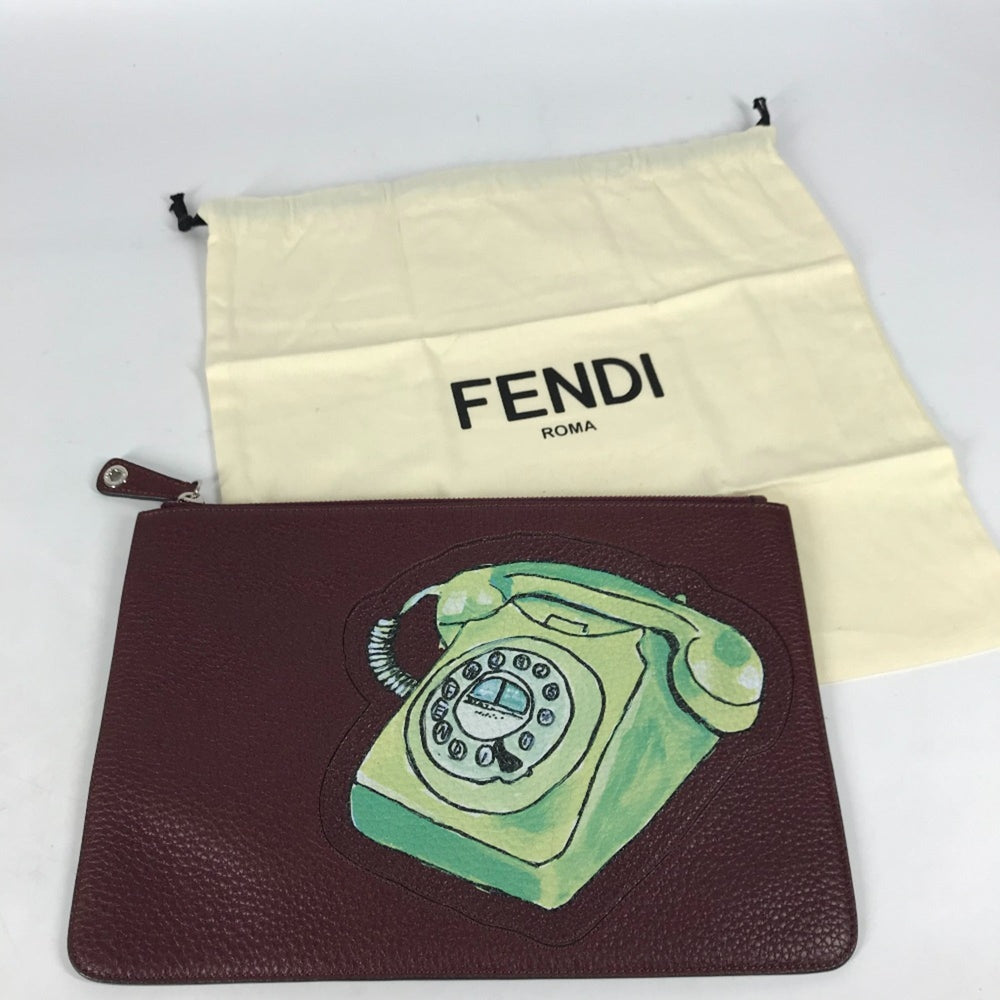 Fendi 7N0078 Pouch pouch Cluch Bag Clutch bag BrownBased — Like New