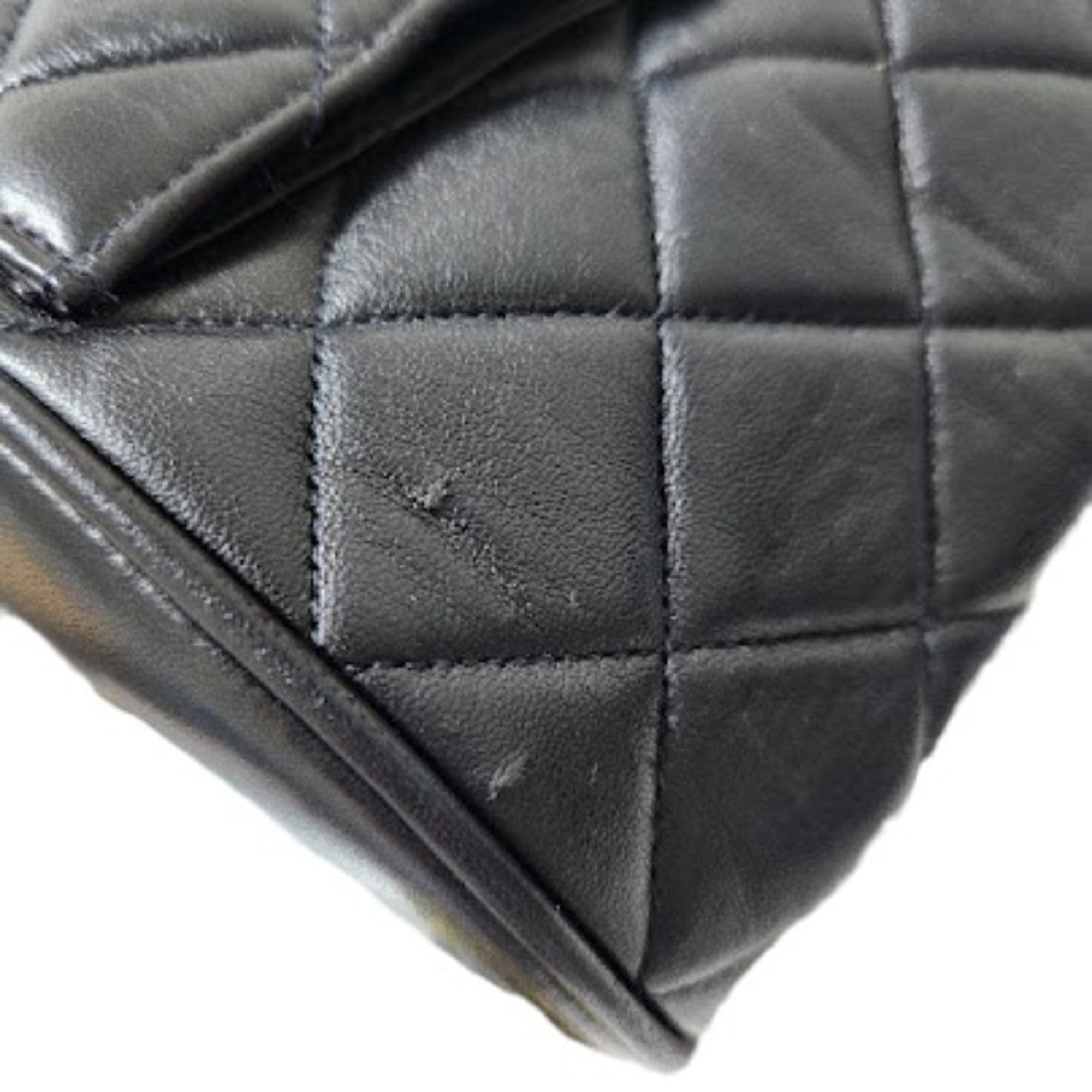 CHANEL Vintage Matelassé Lambskin Chain Shoulder Turnlock Backpack Rucksack Black Women's — Like New