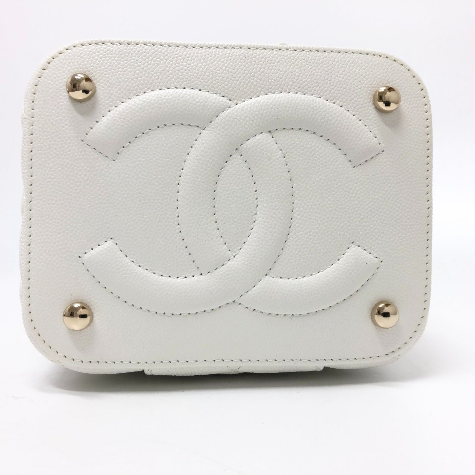 CHANEL AS3171 Coco Mark CC Vanity Bag Chain Handbag Shoulder Caviar Skin Women's White — New - Store Return