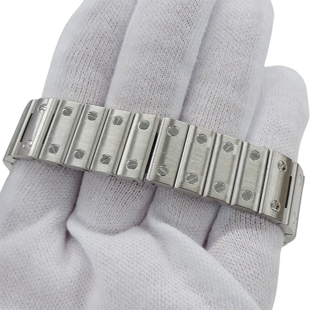 Cartier men's watch, Santos Galbee LM, date, quartz movement, stainless steel (SS), W20018D6, silver/ivory, polished — Good