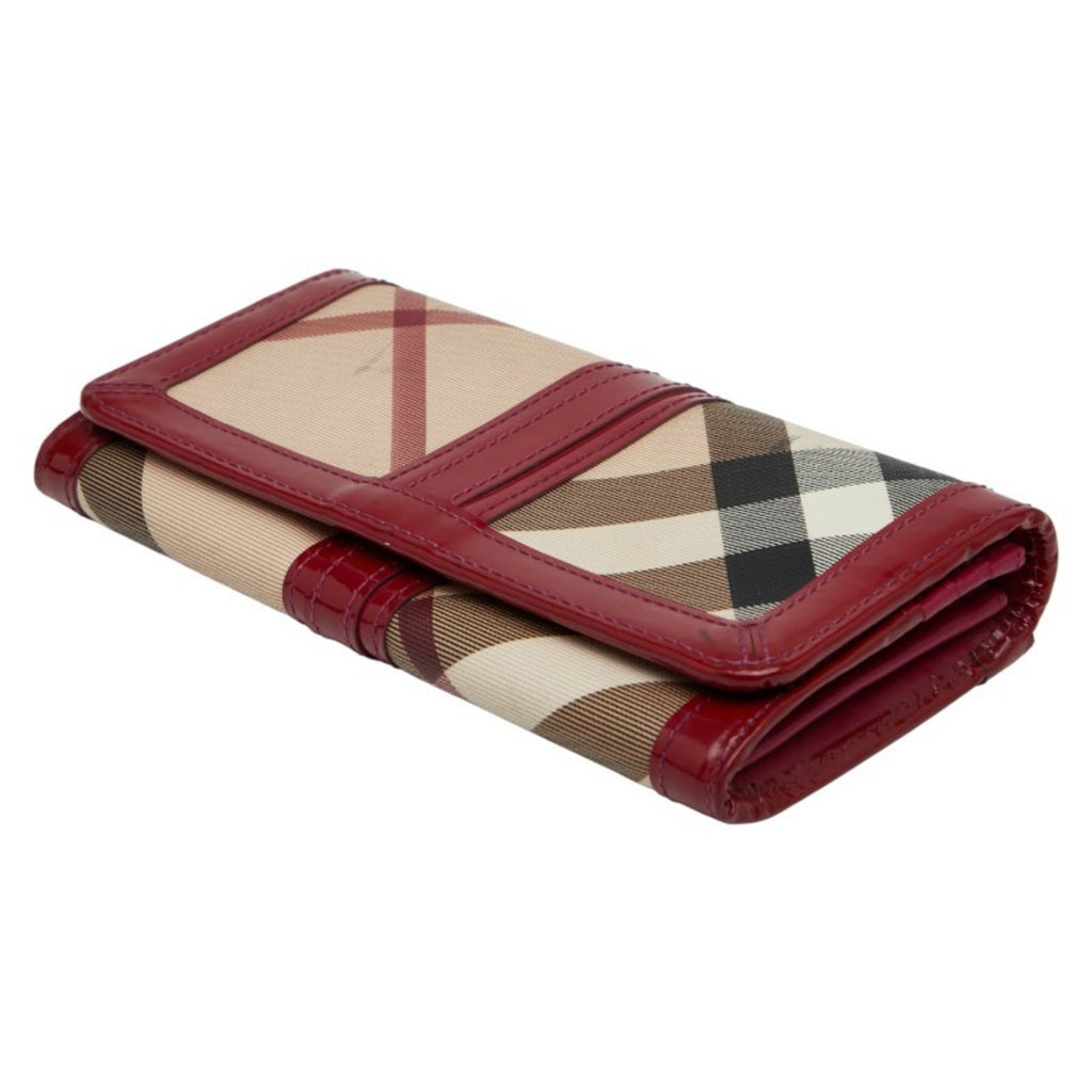Burberry Nova Check Long Wallet in Red and Beige Leather for Women