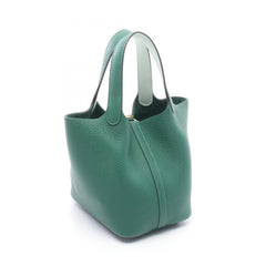 Hermes Picotin Lock Eclat PM Handbag, Leather, Taurillon Clemence, Veau Swift, Women's, Green, Vert Moyen, Peppermint — New - Store Return