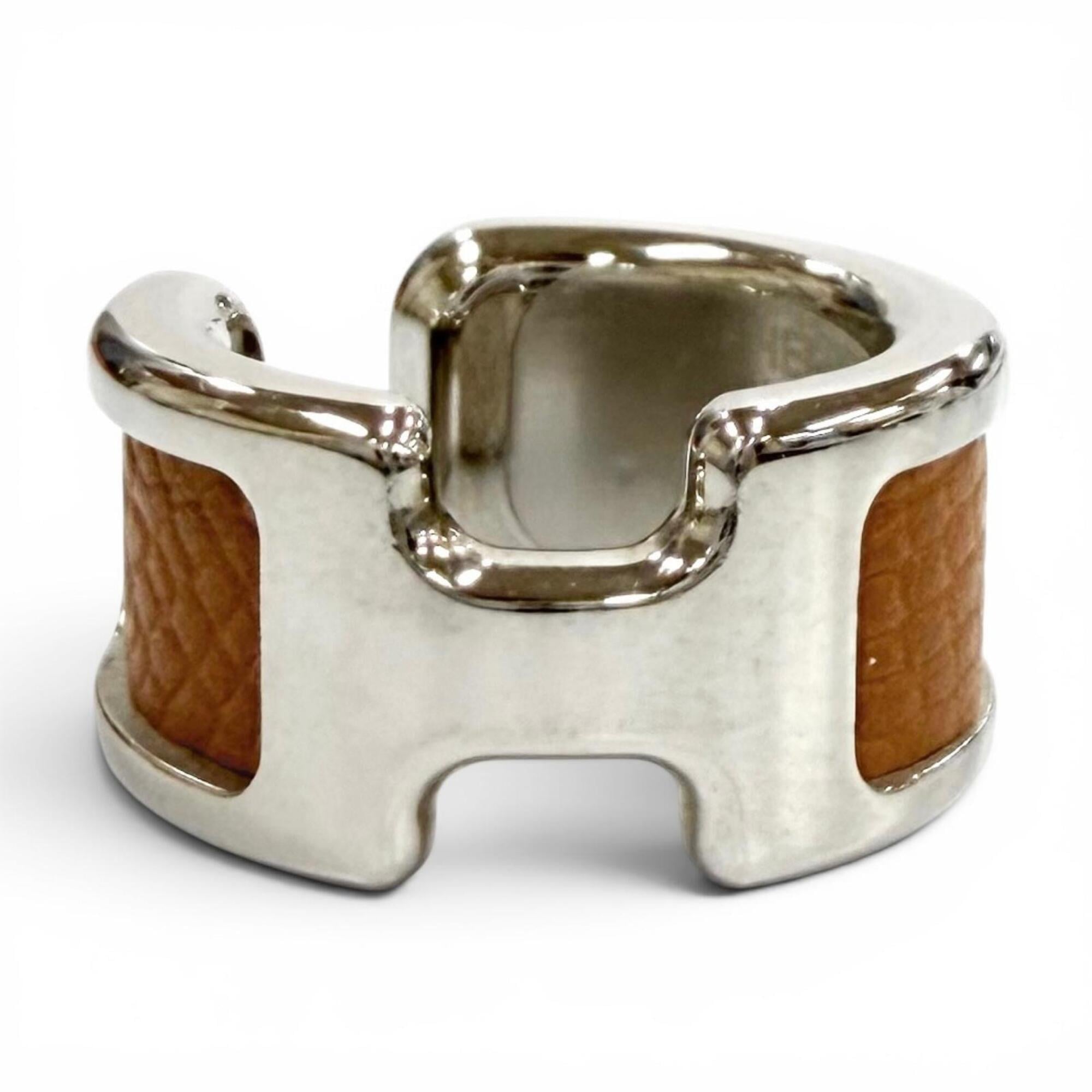 HERMES Olympe PM Ear Cuff, Gold, Veau Epsom Leather, Silver Hardware, Made in France, Women's, Comes with Box and Dust Bag — Like New