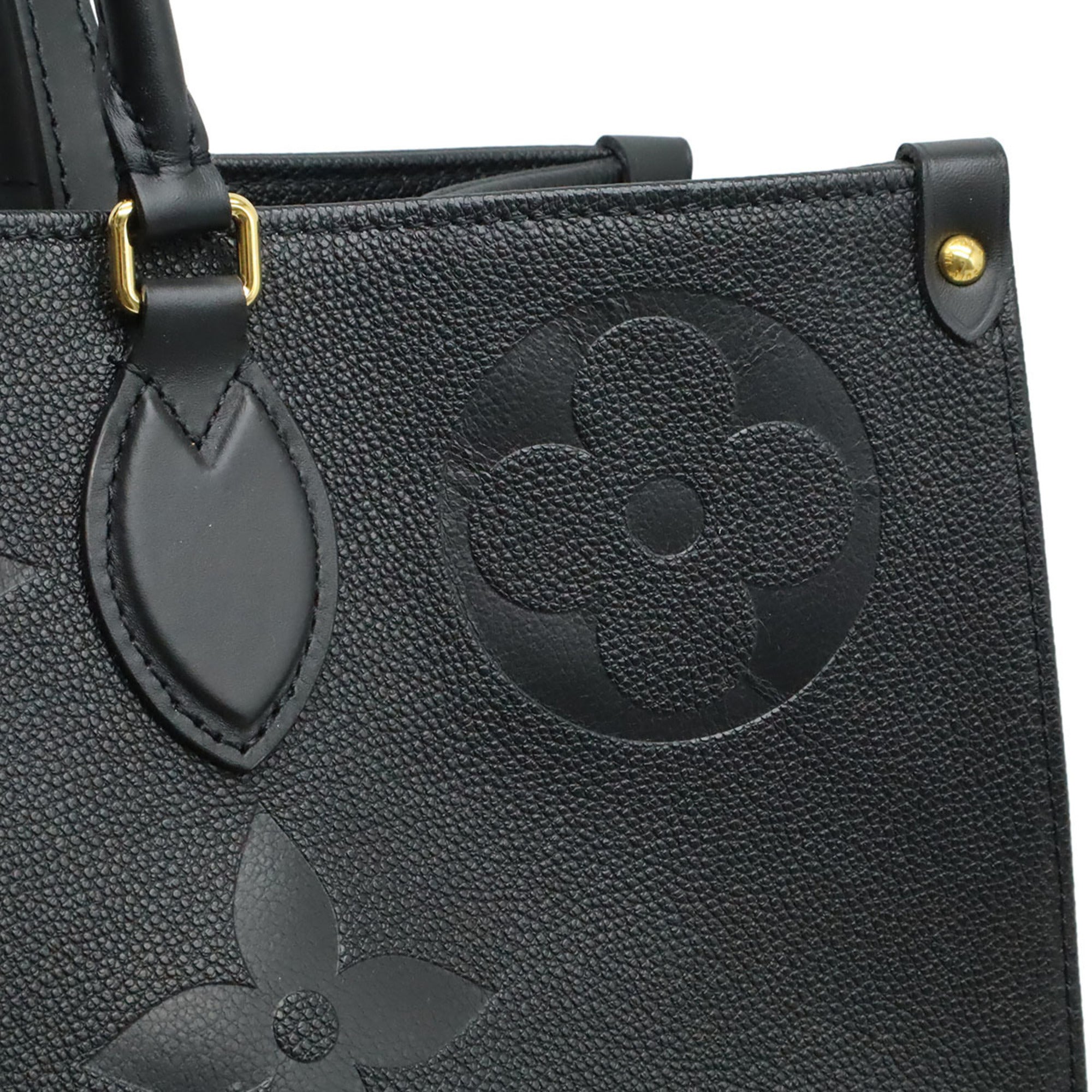 LOUIS VUITTON Monogram Empreinte On the Go GM Tote Bag, Large Shoulder Noir Black, M44925 — Like New