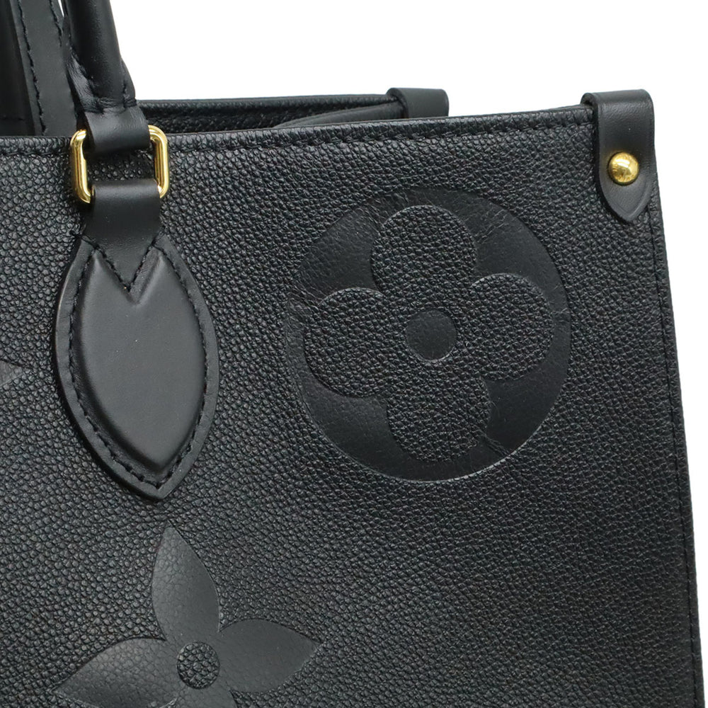 LOUIS VUITTON Monogram Empreinte On the Go GM Tote Bag, Large Shoulder Noir Black, M44925 — Like New