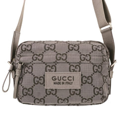 GUCCI ECONYLON GG Polyester Shoulder Bag, Medium, 767931 520981, Gray, Men's/Women's — Like New