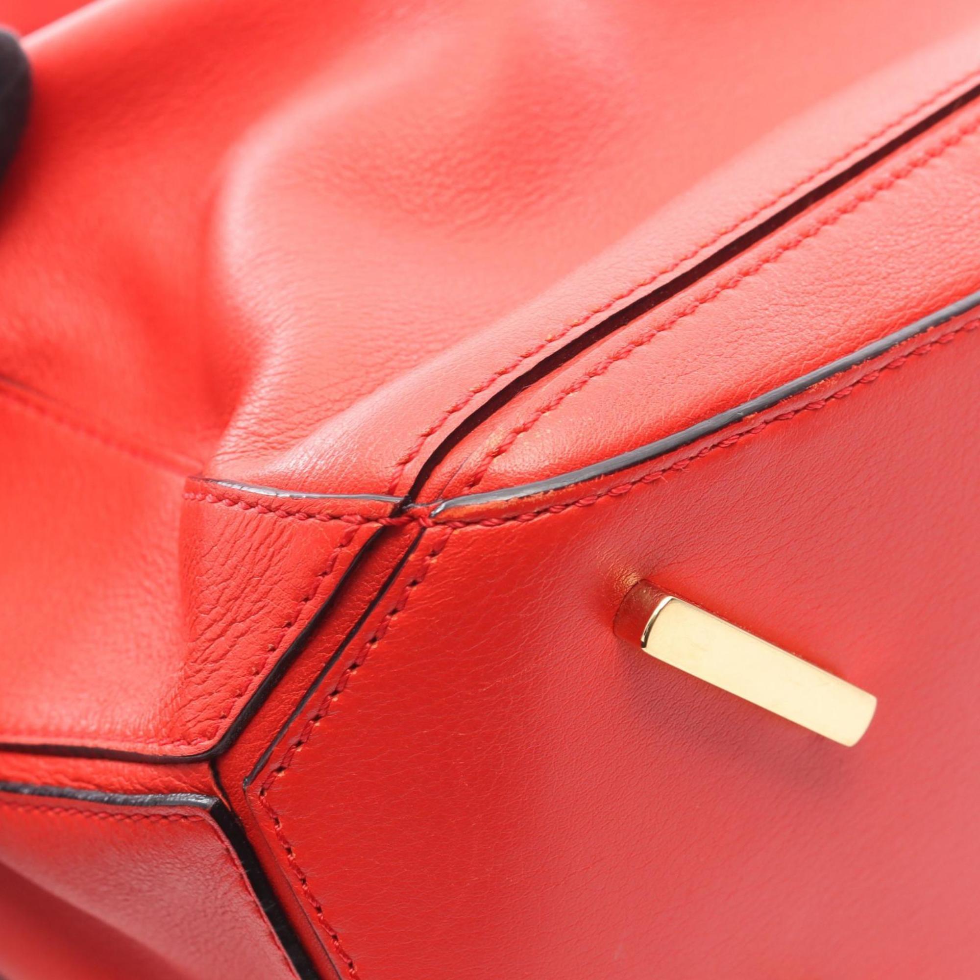 LOEWE Puzzle Bag Medium Handbag Leather Women's Red