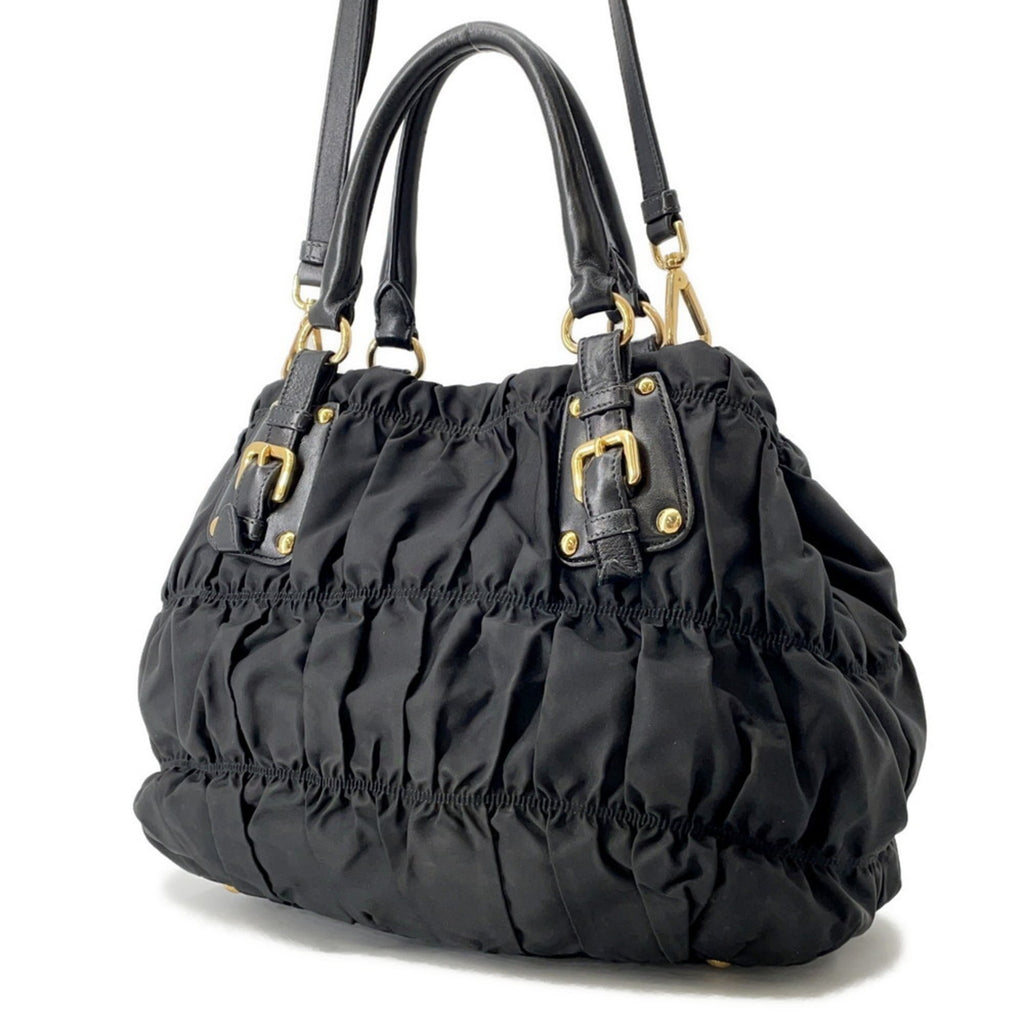 Prada Gathered Nylon Tote Bag BN2346 PRADA 2-Way Black