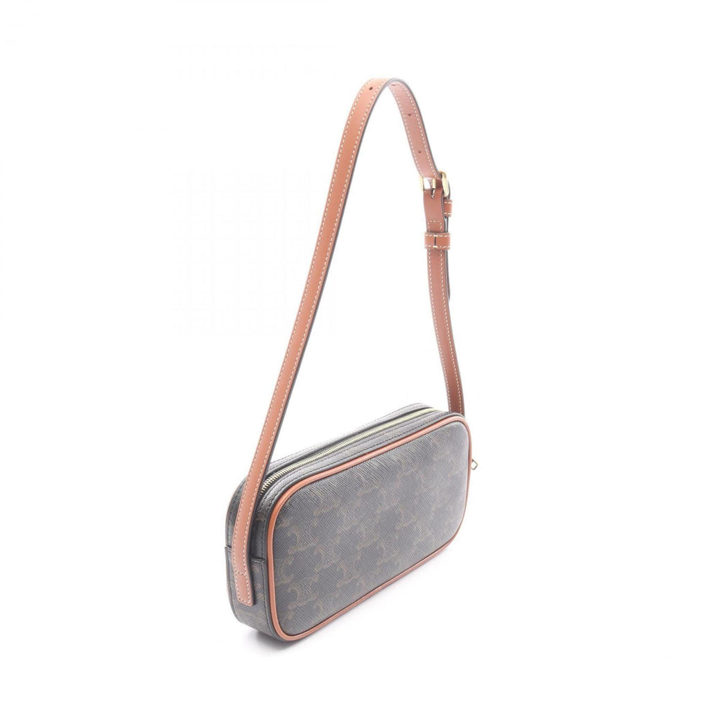 Celine Cuir Triomphe Mini Camera Bag, Shoulder Coated Canvas and Leather, Women's, Black, Brown, Multicolor