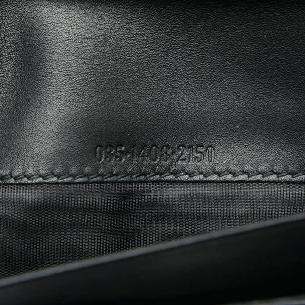 Gucci GG Canvas Long Wallet 035 1408 2150 Navy Black Leather Women's GUCCI