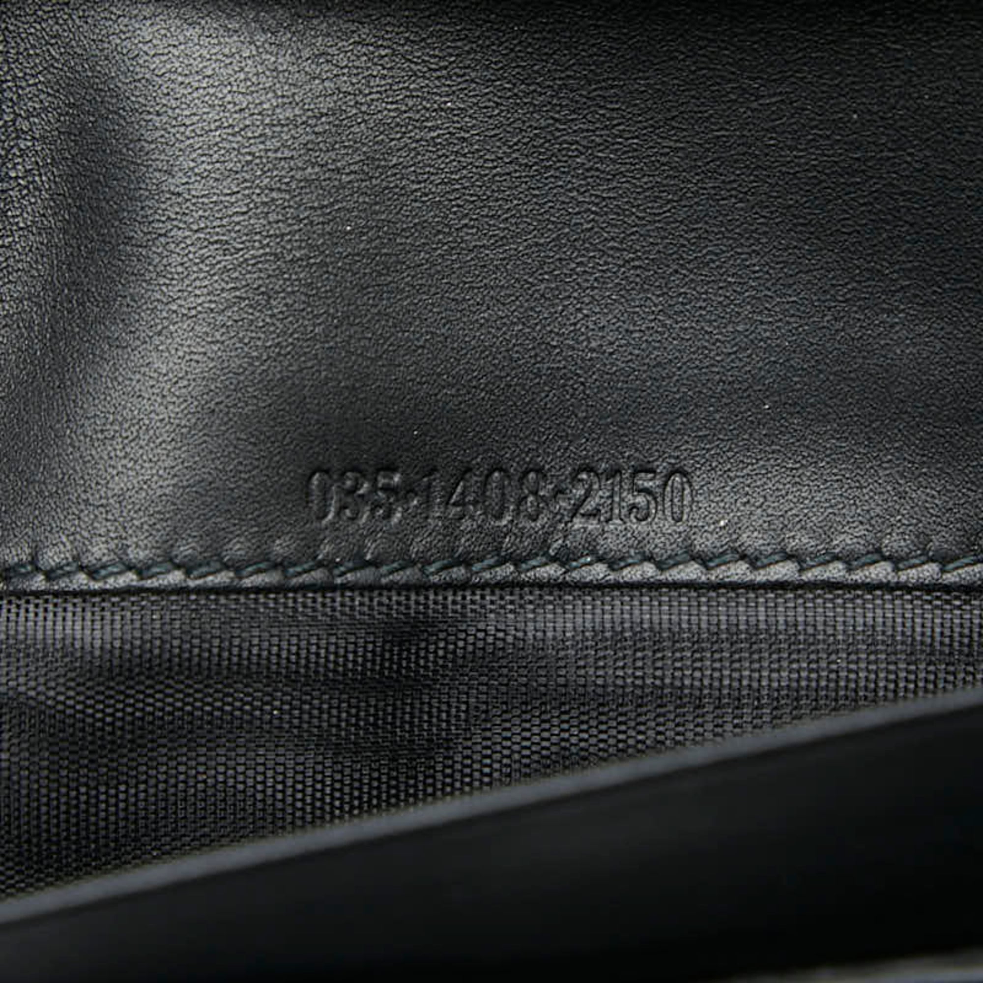 Gucci GG Canvas Long Wallet 035 1408 2150 Navy Black Leather Women's GUCCI