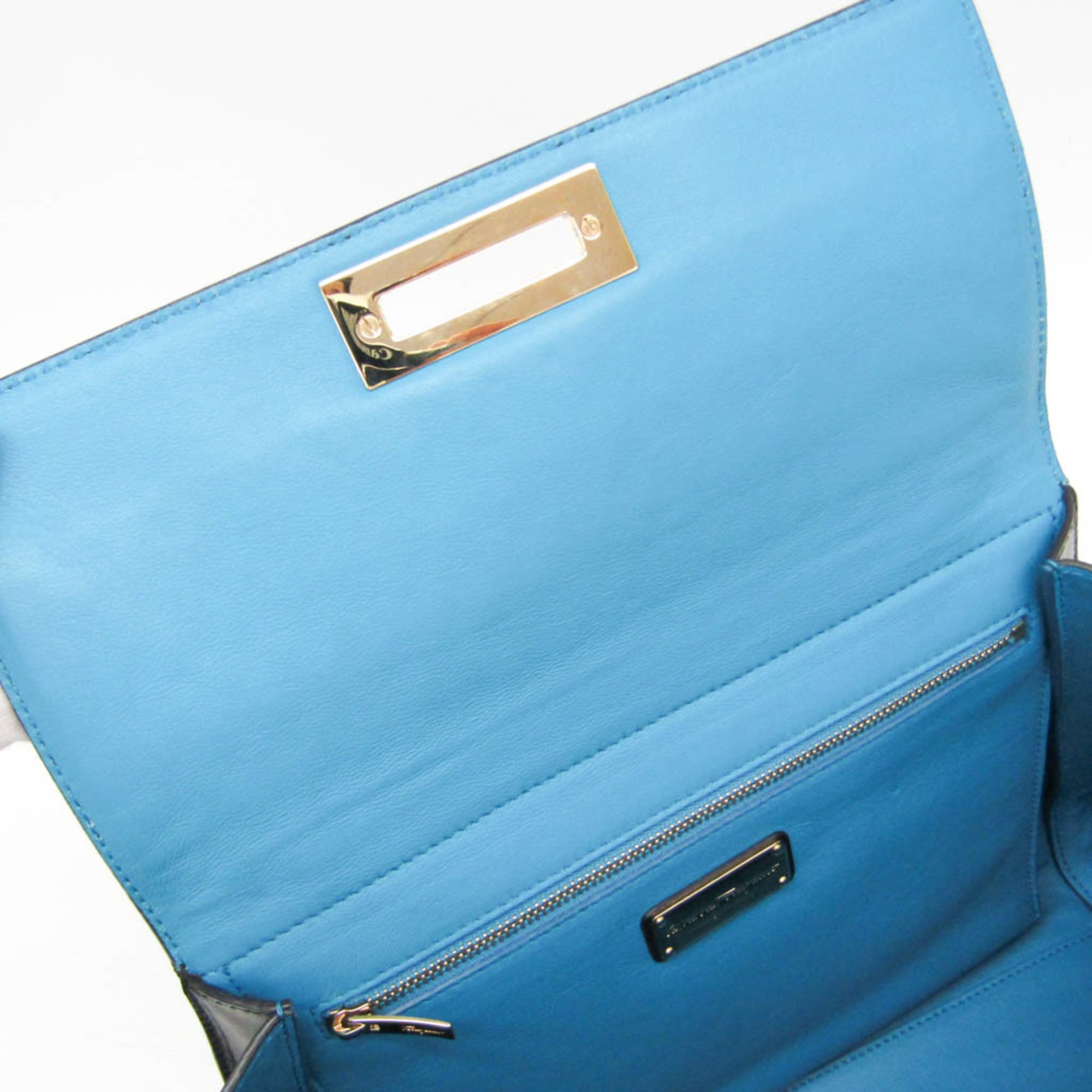 Salvatore Ferragamo Gancini Sophia DH-21 G175 Women's Leather Handbag,Shoulder Bag Black,Blue,White — Like New