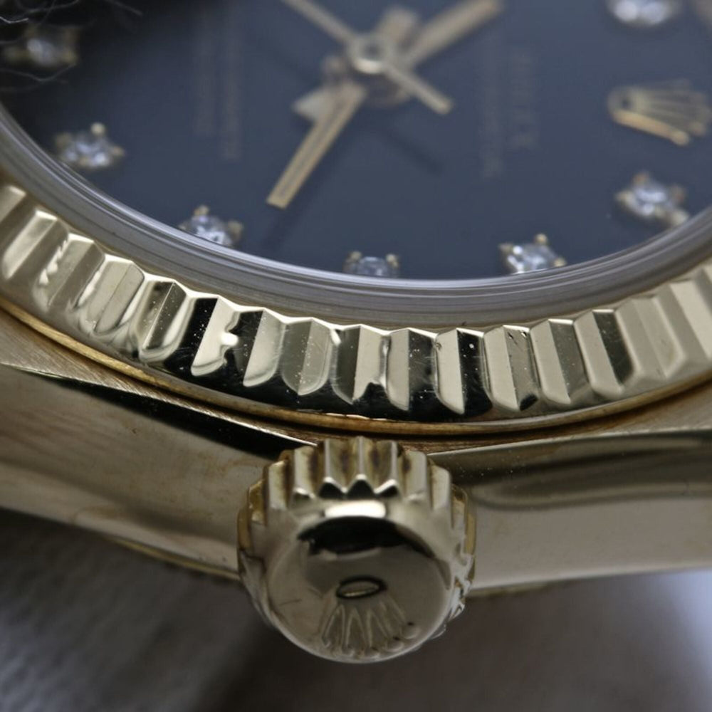 ROLEX Oyster Perpetual 11P Diamond 67198G Women's Watch 18K Yellow Gold 40582 — Good