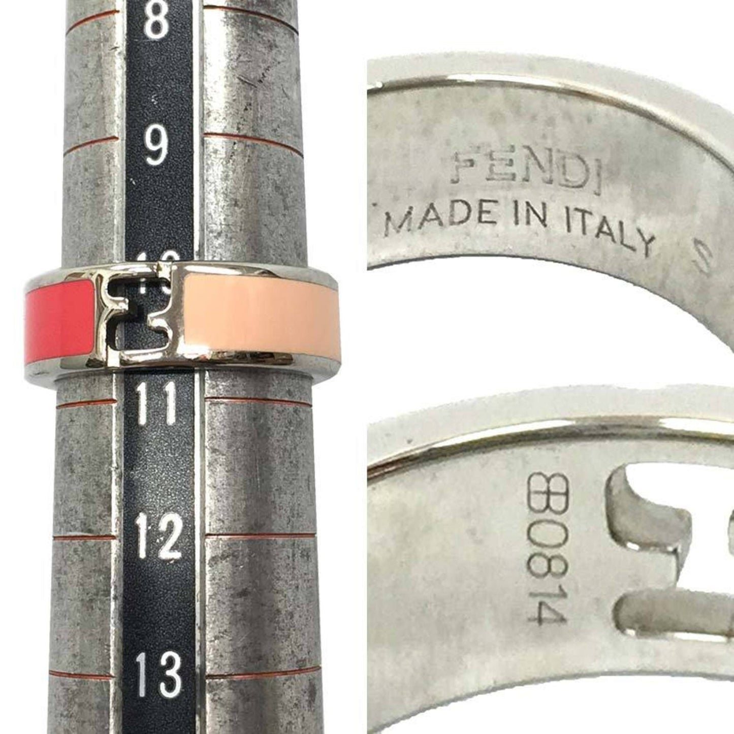 FENDI Ring FF F Is Bicolor S Size 10.5 Silver Pink Women's aq9956