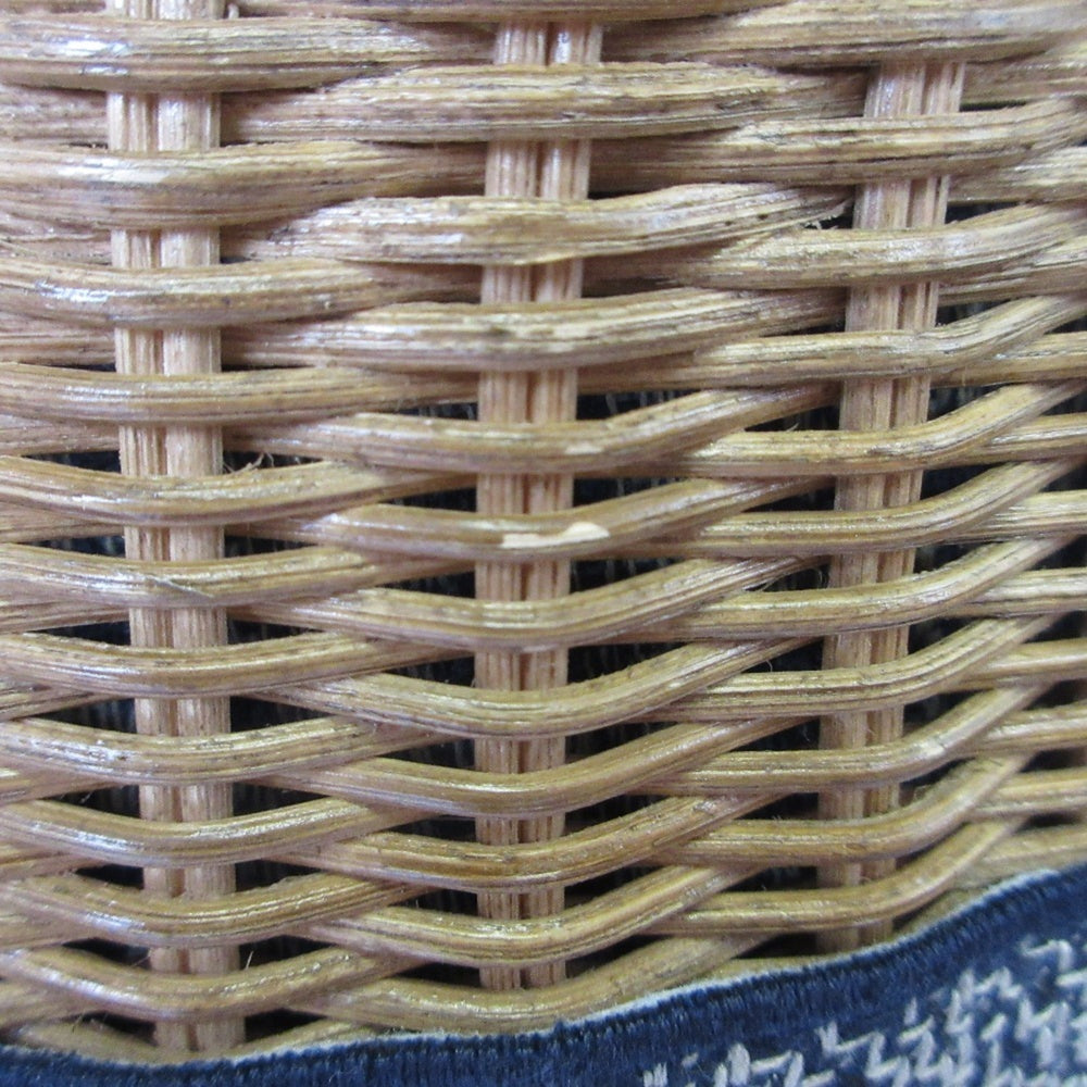 Christian Dior Oblique Wicker Shoulder Bag 63-MA-1200 Navy/Natural Women's — Like New