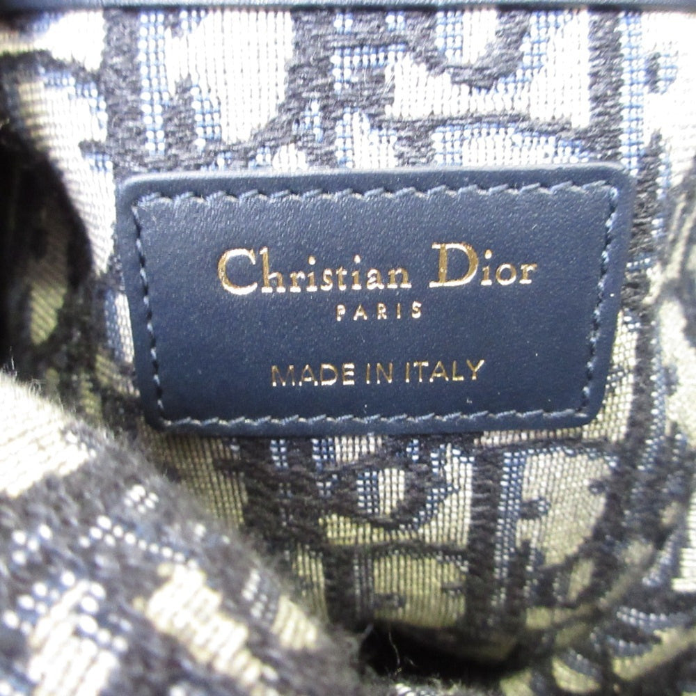 Christian Dior Oblique Wicker Shoulder Bag 63-MA-1200 Navy/Natural Women's — Like New