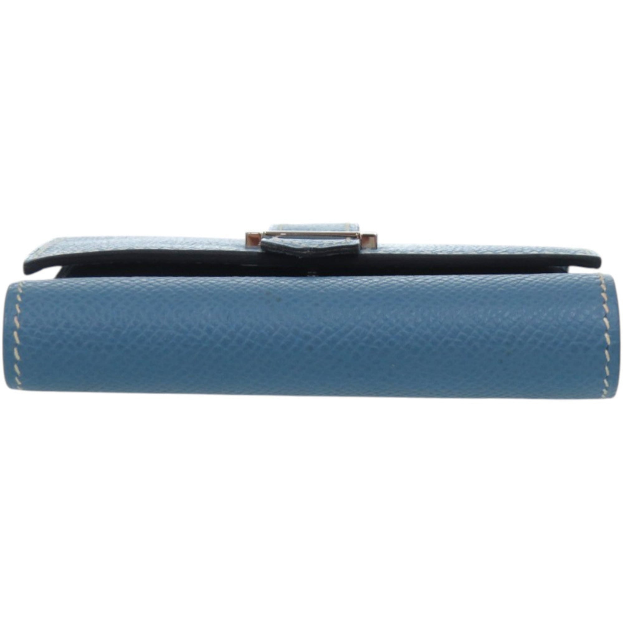 Hermes Excellent condition Hermès double-hook wallet, Bearn Recto Verso, Epsom leather, blue jean, L engraved, bifold 1509