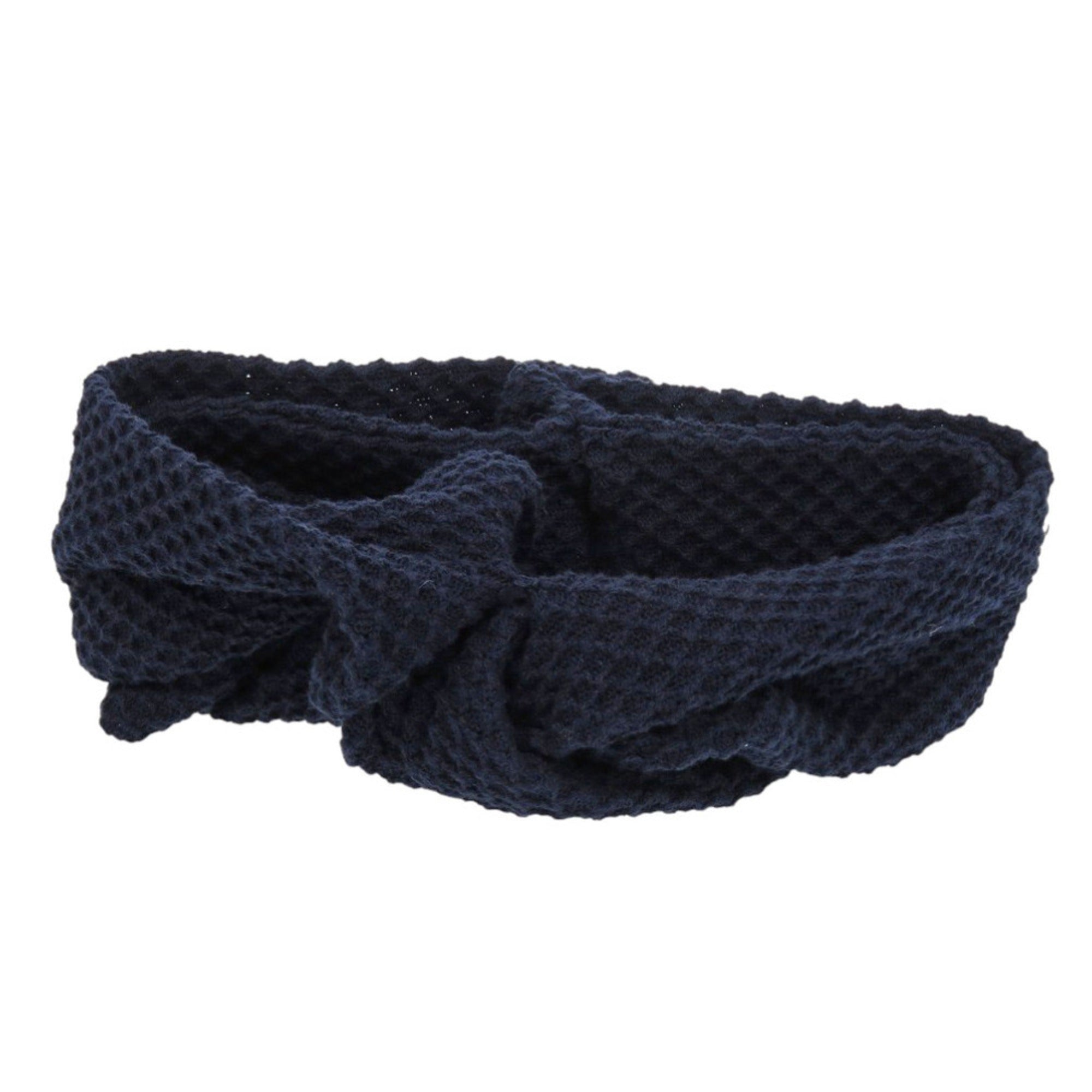 Like new Chanel 3-piece travel set including headband, scrunchie, and pouch, cotton, navy blue, 0541 CHANEL — Like New