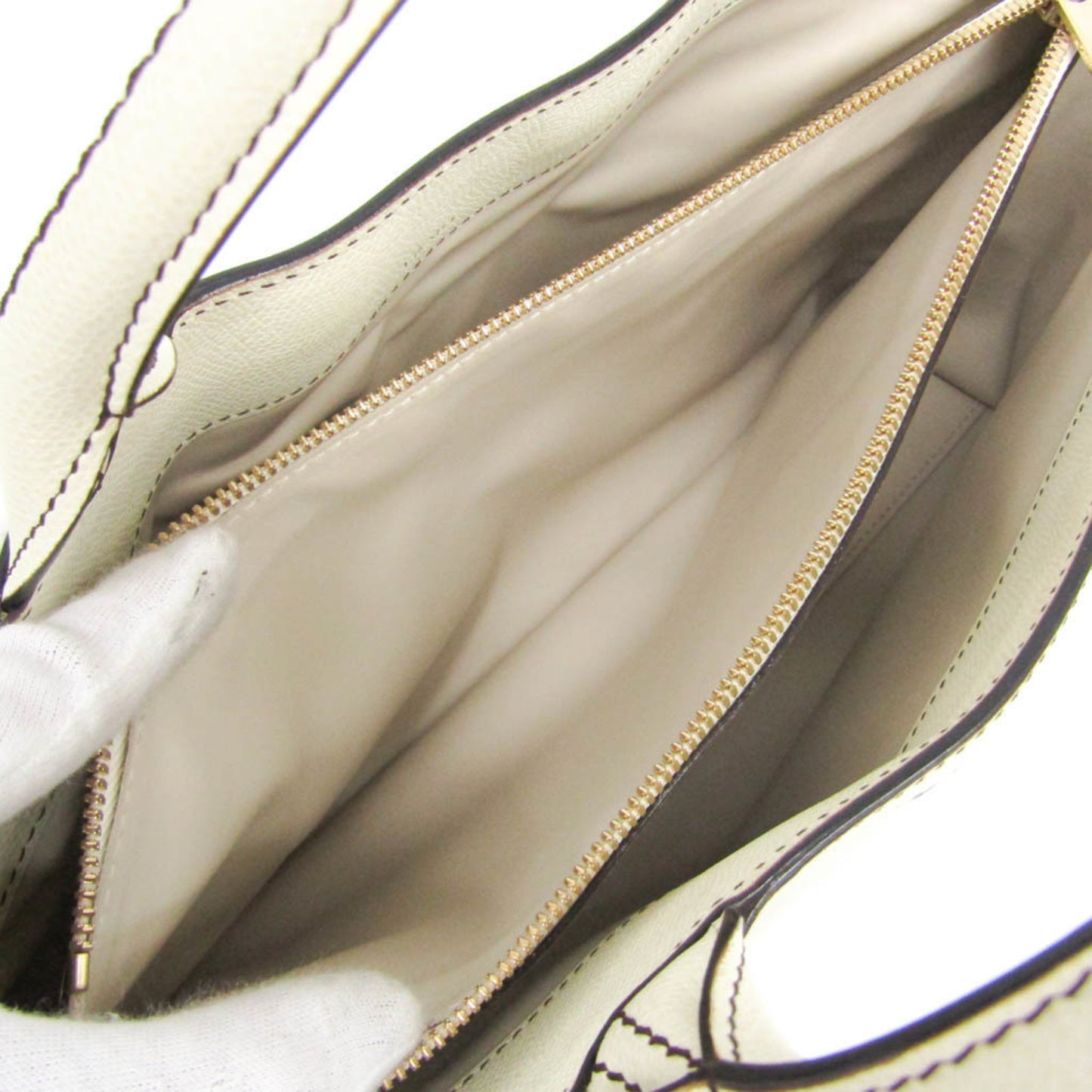 Valextra V5U41 J Bag Women's Leather Handbag Off-white