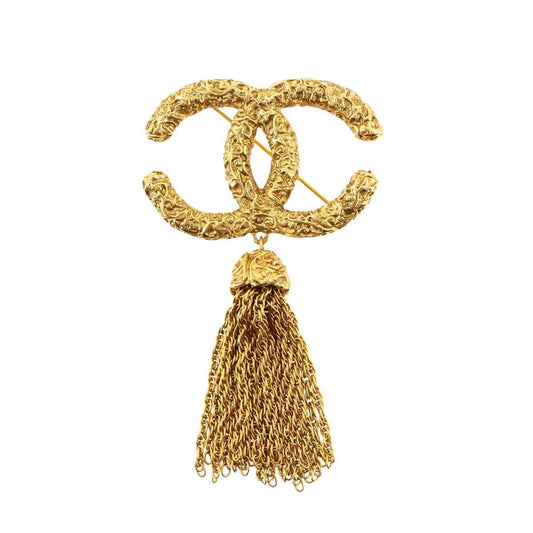 CHANEL Coco Mark Lava Brooch Gold Chain 93A
