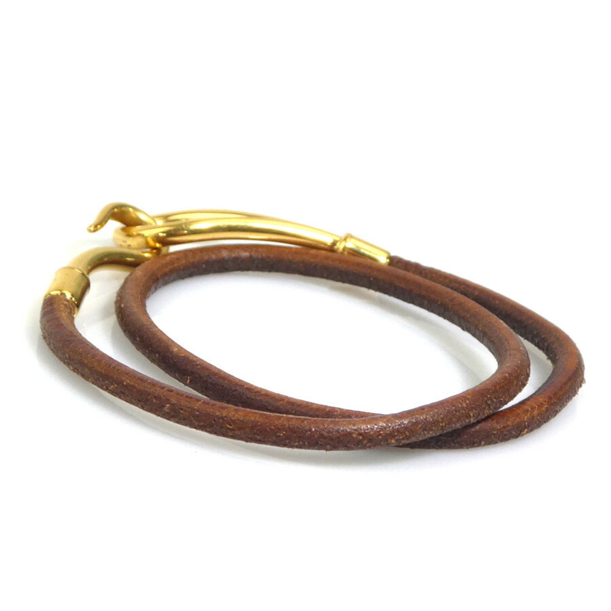 Hermes Hermès Jumbo Leather/Metal Bracelet Choker Necklace in Brown/Gold, Women's, e61168a