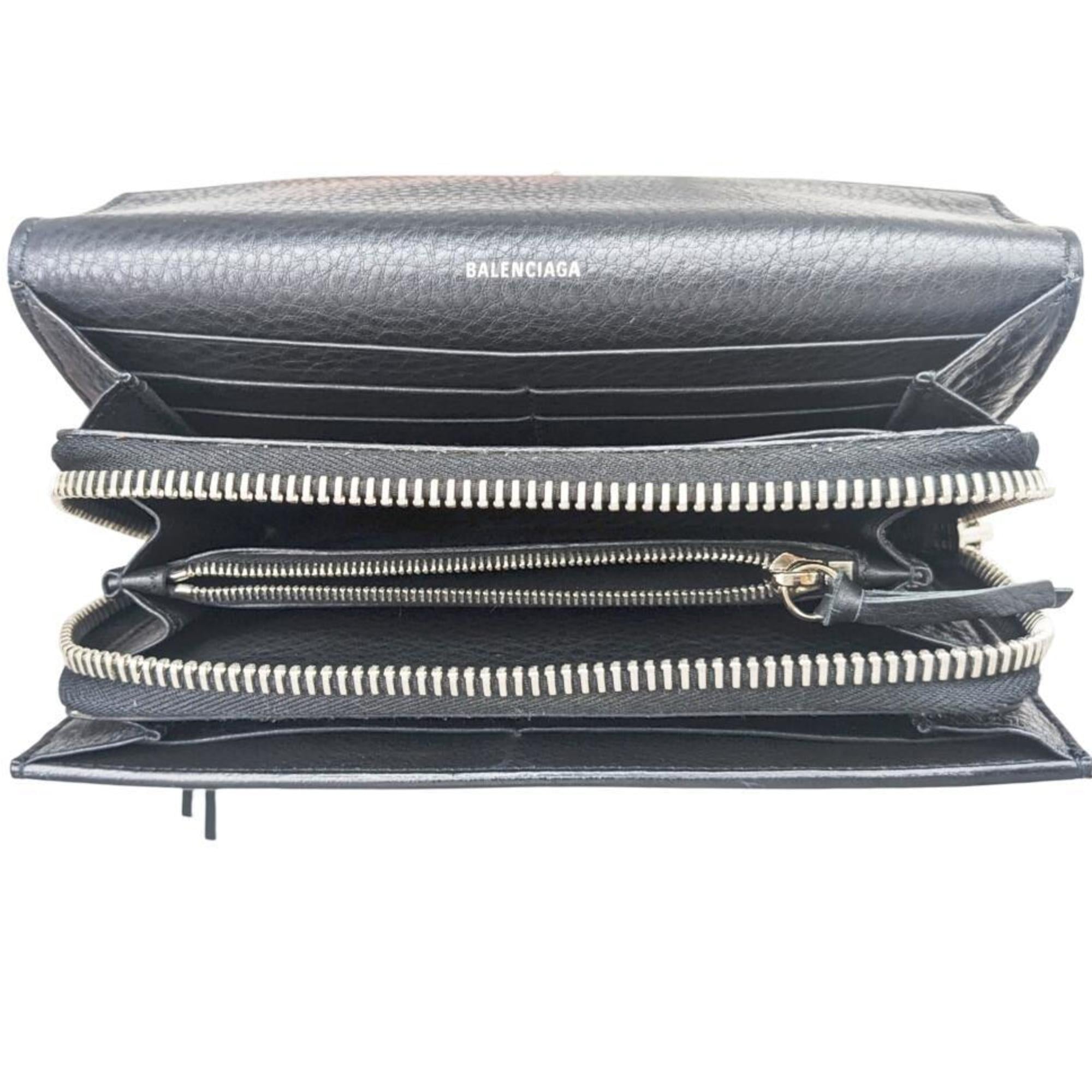 BALENCIAGA Paper Manny Leather Black 371661 Large Wallet Long Men's Women's