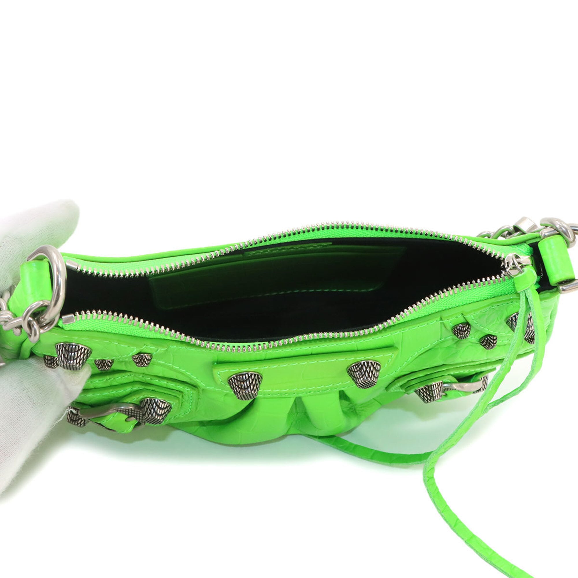 Balenciaga Le Cagole Mini 2-way Hand/Shoulder Handbag, Leather, Green, 695814 — New - Store Return