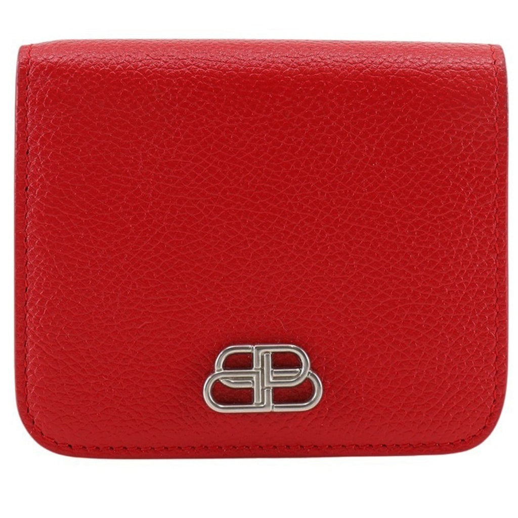 BALENCIAGA BB Bi-fold Wallet 601474 Leather Red Snap Button Logo Women's S140825867