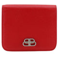BALENCIAGA BB Bi-fold Wallet 601474 Leather Red Snap Button Logo Women's S140825867