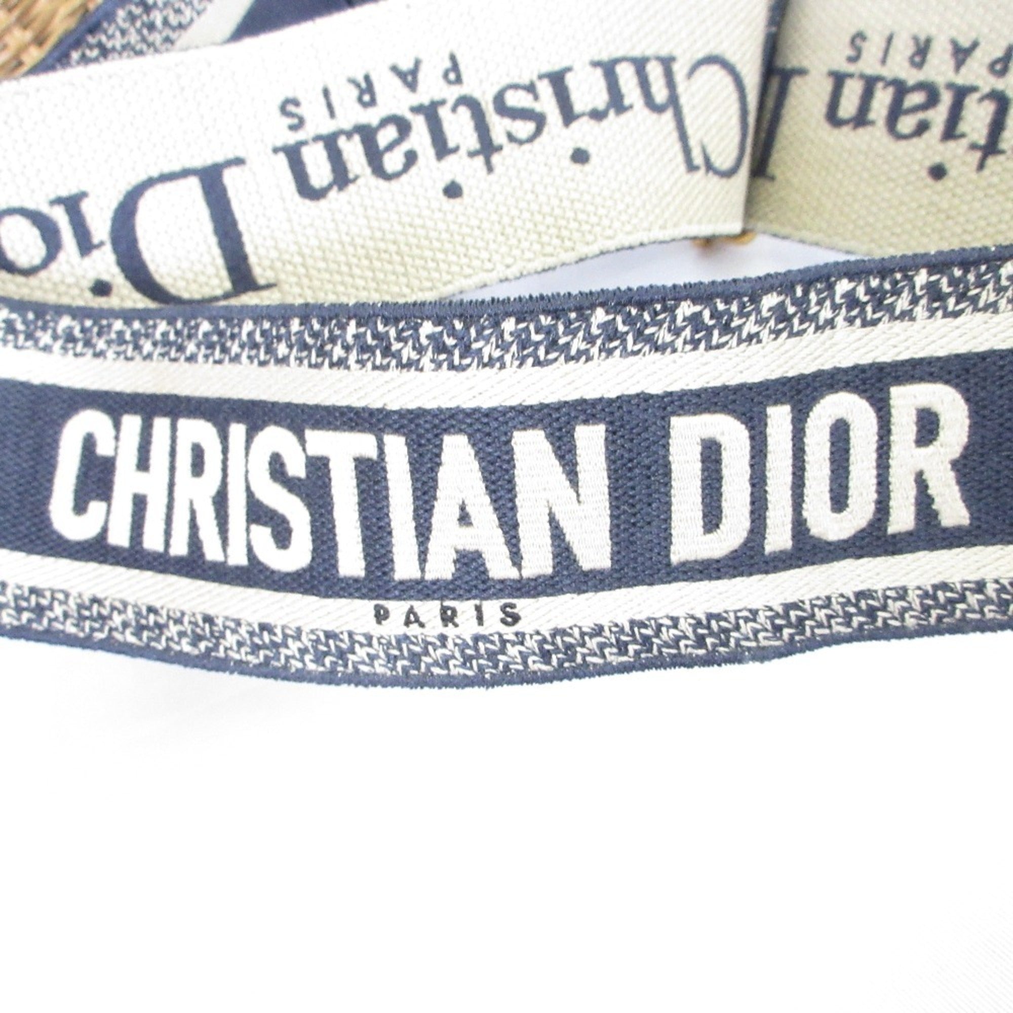 Christian Dior Oblique Wicker Shoulder Bag 63-MA-1200 Navy/Natural Women's — Like New