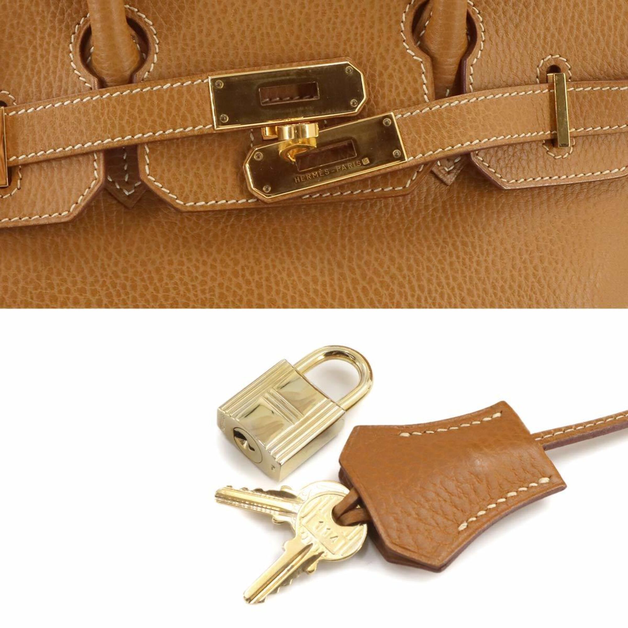 Hermes Birkin 30, Ardennes leather, natural finish, handbag, □B stamp, made in 1998, gold hardware — Like New