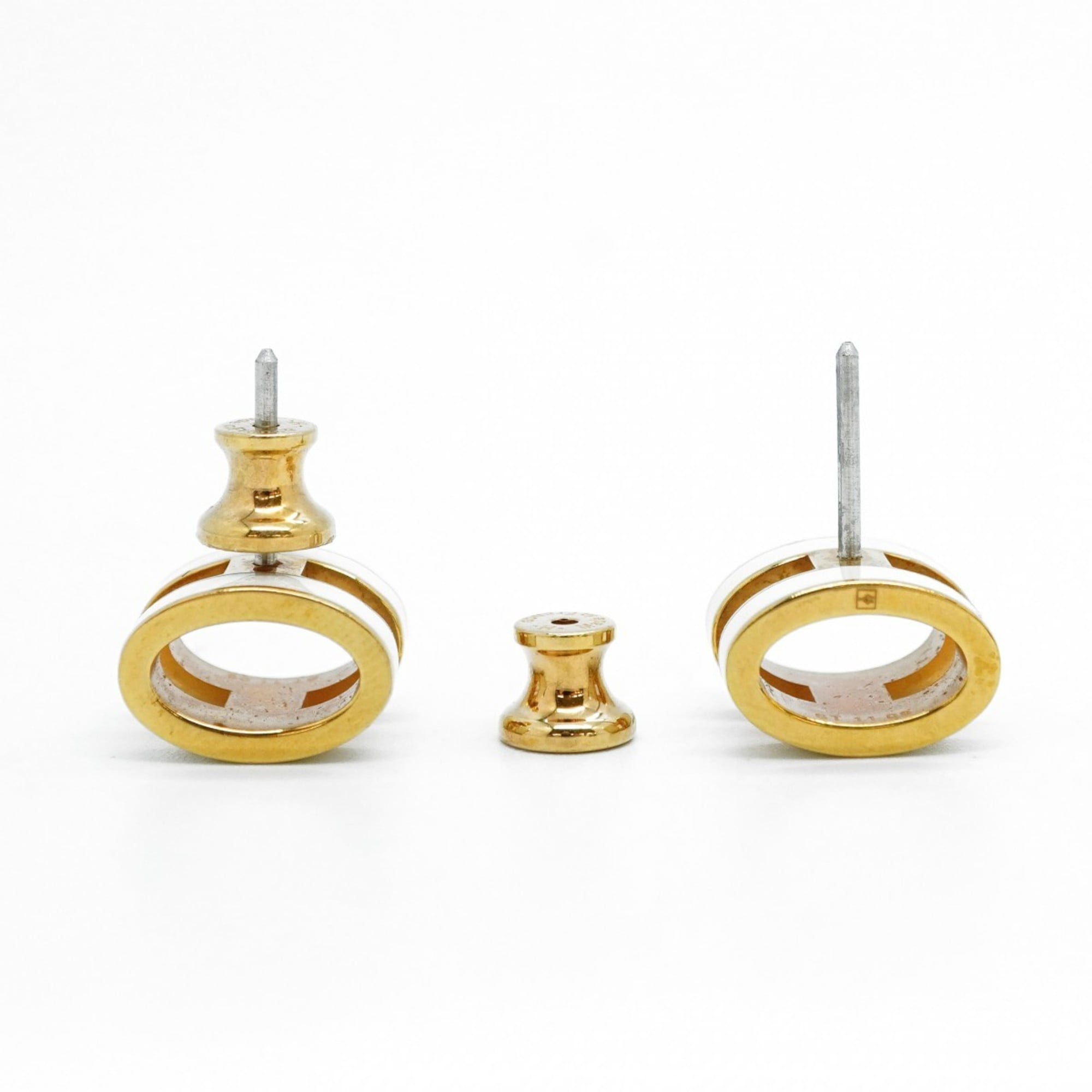 Hermes Pop Ash Earrings in GP-Plated Gold and White for Women