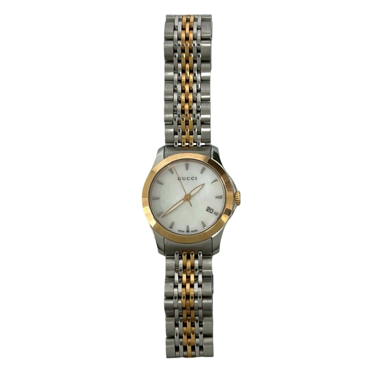 GUCCI GG Logo Stainless Steel Quartz Wristwatch, Silver, 32380 — Good