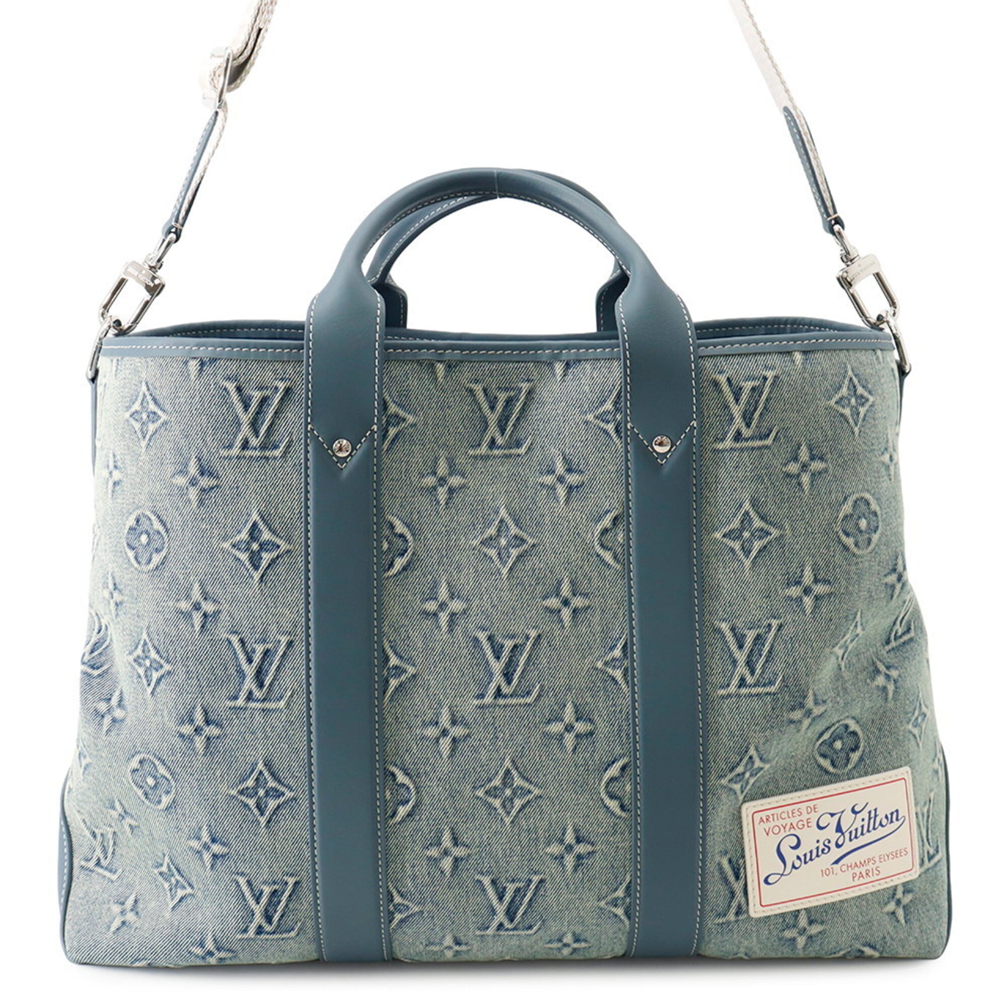 Louis Vuitton Monogram Washed Denim Weekend Tote NM M22537 2023 Men's Bag Handbag LOUIS VUITTON — Like New