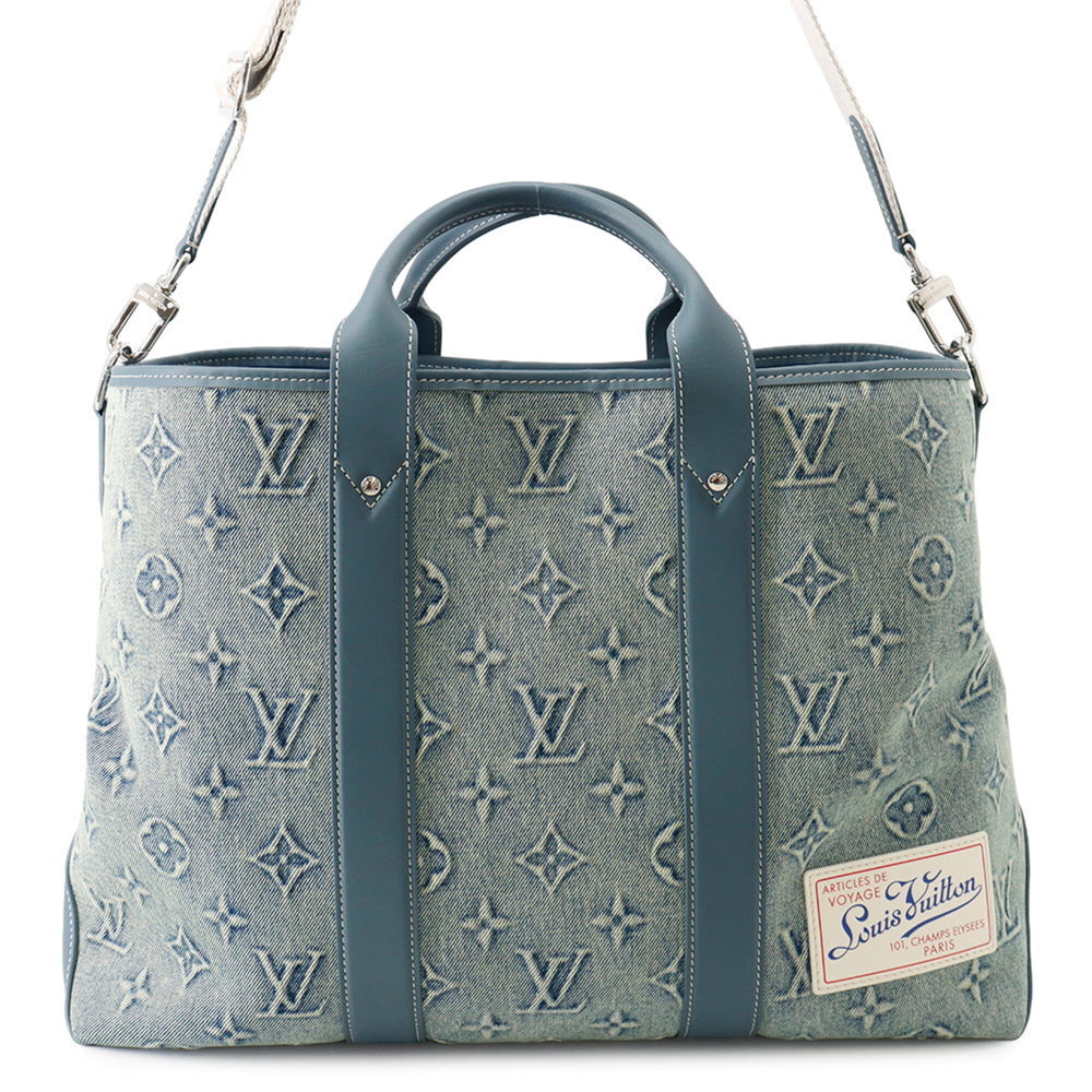 Louis Vuitton Monogram Washed Denim Weekend Tote NM M22537 2023 Men's Bag Handbag LOUIS VUITTON — Like New