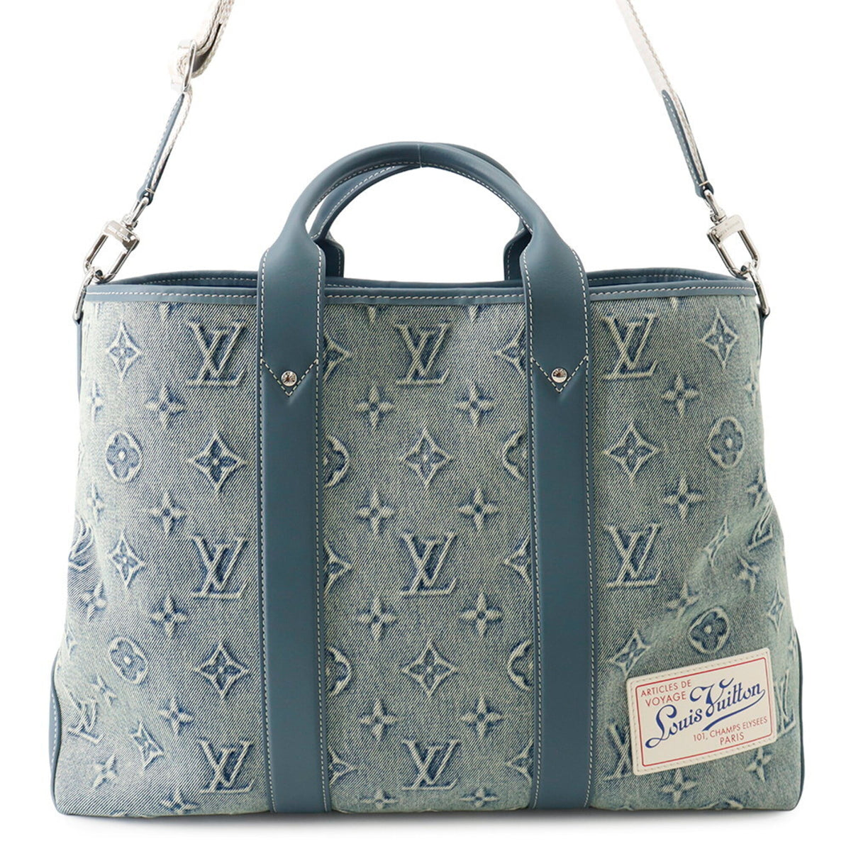 Louis Vuitton Monogram Washed Denim Weekend Tote NM M22537 2023 Men's Bag Handbag LOUIS VUITTON — Like New