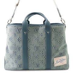 Louis Vuitton Monogram Washed Denim Weekend Tote NM M22537 2023 Men's Bag Handbag LOUIS VUITTON — Like New