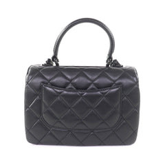 CHANEL Trendy CC Lambskin Leather Top Handle Matelassé Chain Shoulder Bag, Black with Hardware, Made in Italy, Women's — Like New