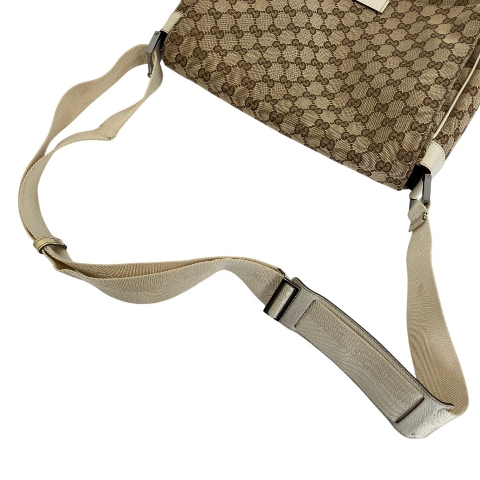 GUCCI GG Canvas Messenger Bag Shoulder 146236 Beige Men's Women's — Like New