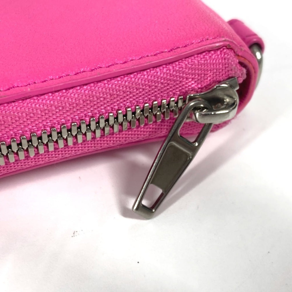 BALENCIAGA 659224 Compact Wallet with Logo Strap, Round Zipper, Bi-Fold Wallet, Leather, Women's, Pink