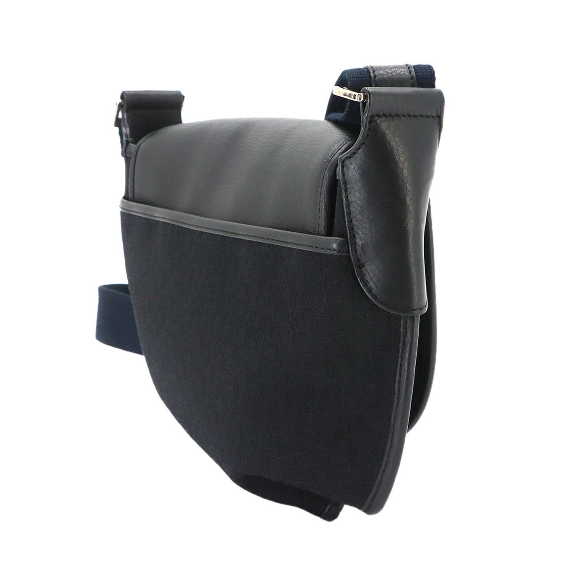 Christian Dior Trotter Street Chic Shoulder Handbag, Canvas and Leather, Black/Navy — Like New