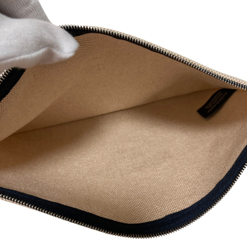 HERMES New Yachting GM Canvas Flat Pouch, Beige, Men's & Women's — Like New