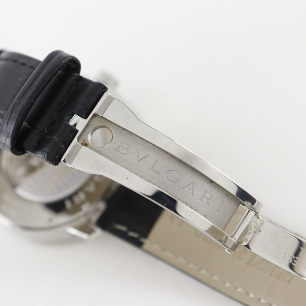 Bvlgari Watch BB41BSLD Stainless Steel and Leather Automatic Analog Display Black Dial Men's — Very Good
