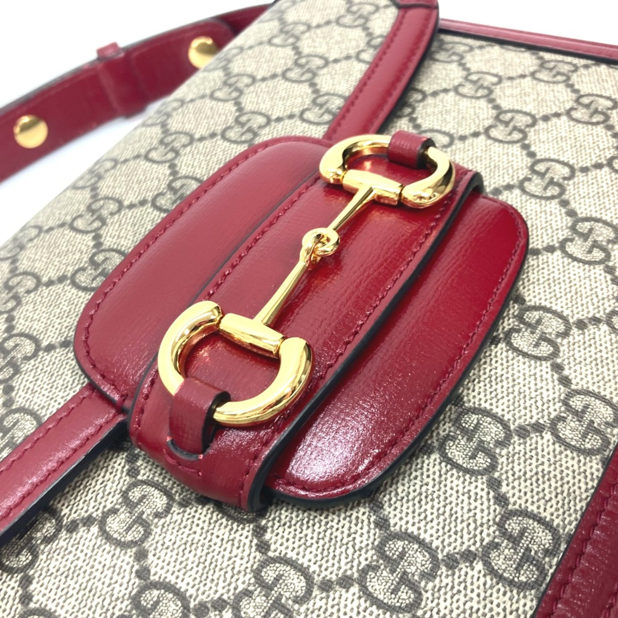 Gucci 602204 GG Supreme bag shawl Shoulder Bag Beige Red — Like New