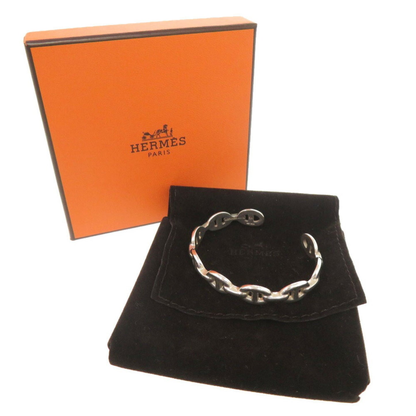 Hermes Chaine d'Ancre Anchaine SH Silver 925 Bangle Bracelet 0380HERMES