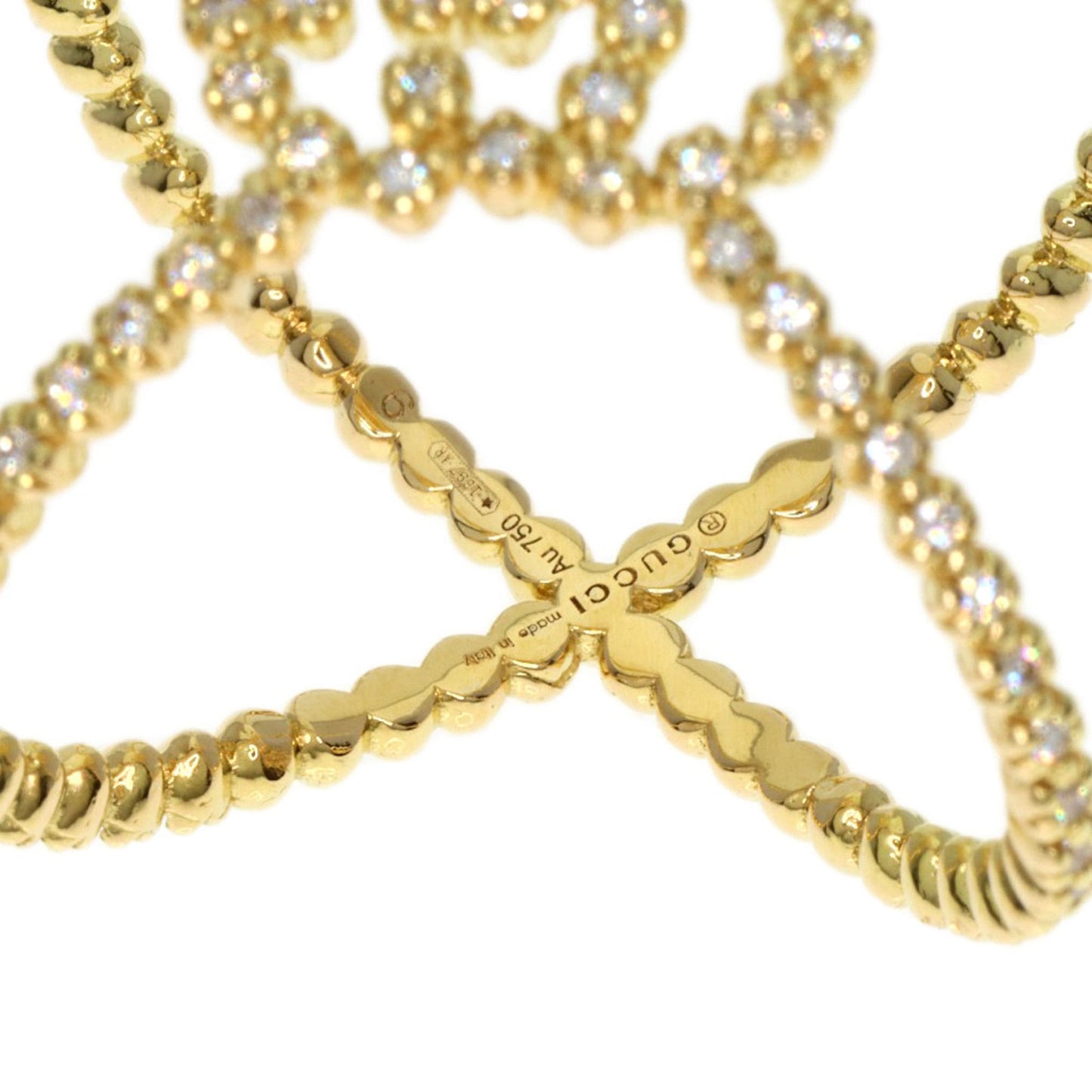 Gucci GG Running x Diamond #9 Ring, K18 Yellow Gold, Women's