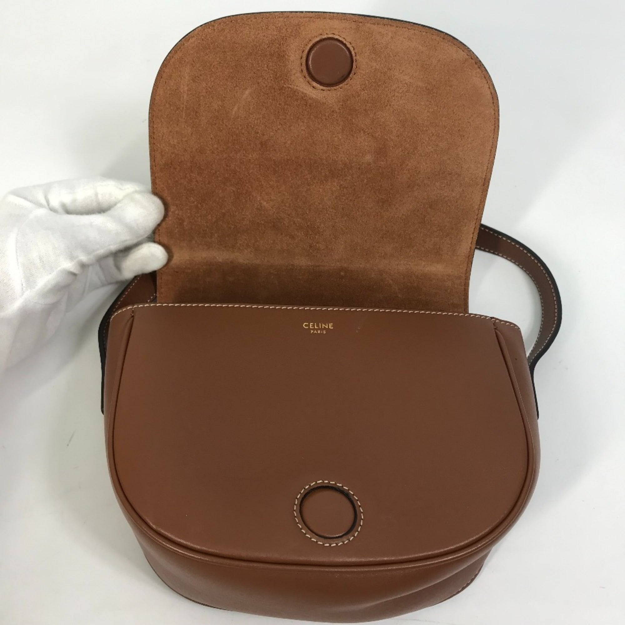 CELINE 198263DU3 Crossbody Pochette Bag Shoulder Bag Tan Brown — Like New
