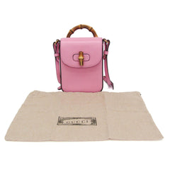 Gucci Bamboo 702106 Women's Leather Backpack,Handbag,Shoulder Bag Pink — Like New